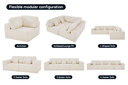 Brosa Formé Teddy Fleece 4 Seater Compressed Modular Sofa (Cream)