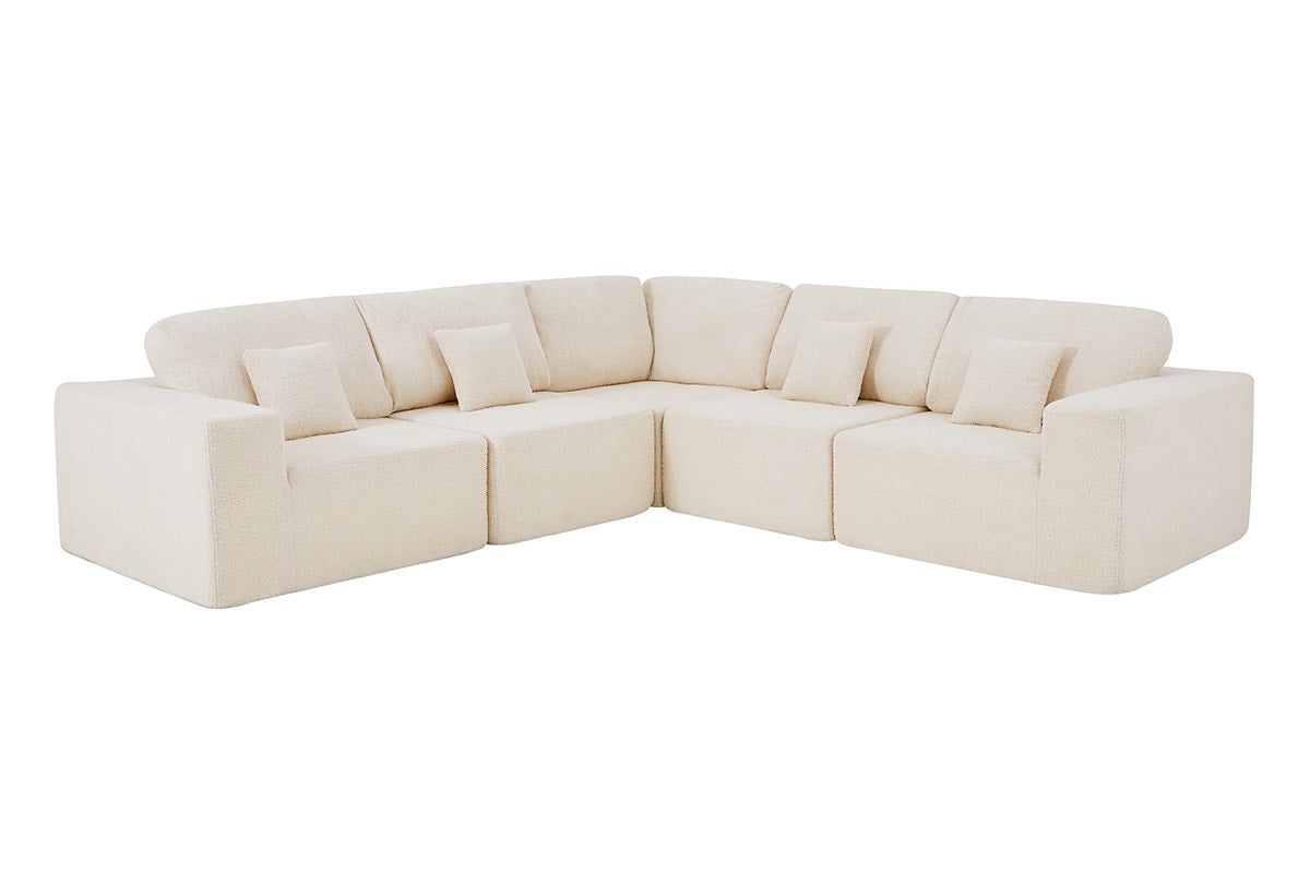 Brosa Formé Teddy Fleece 4 Seater Compressed Modular Sofa (Cream)