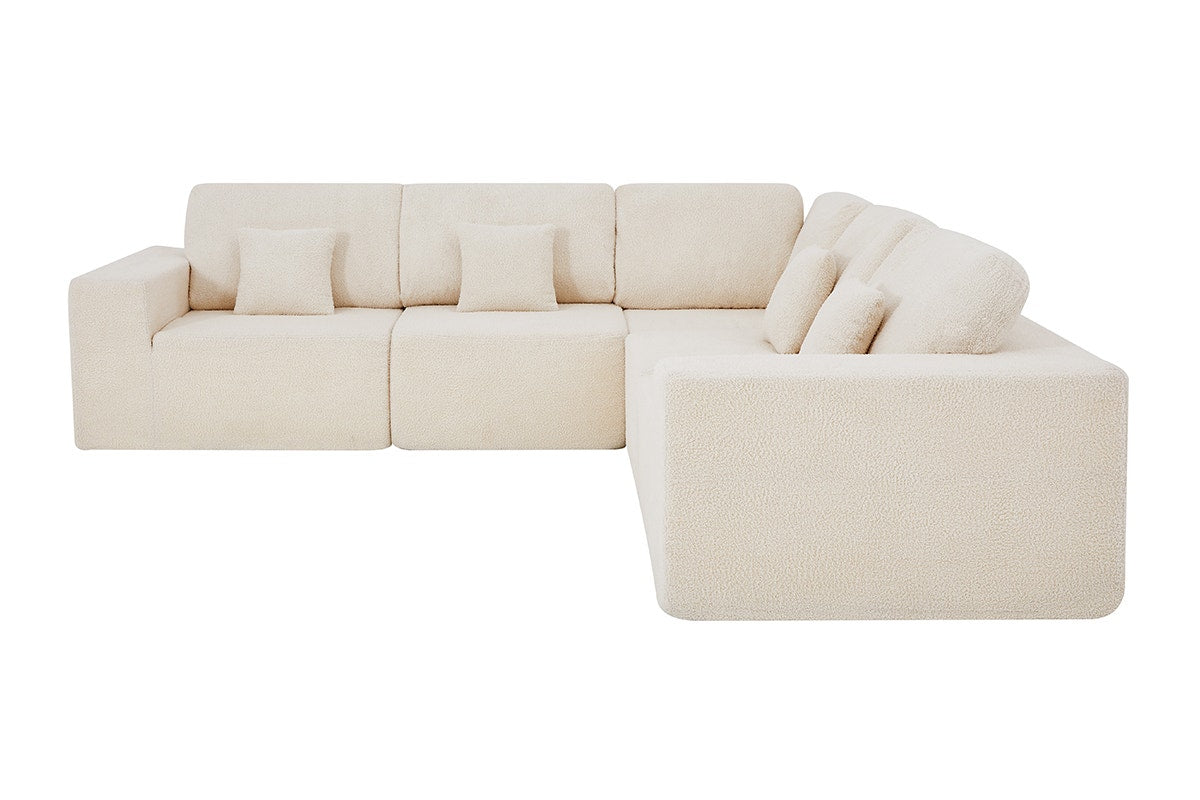 Brosa Formé Teddy Fleece 4 Seater Compressed Modular Sofa (Cream)