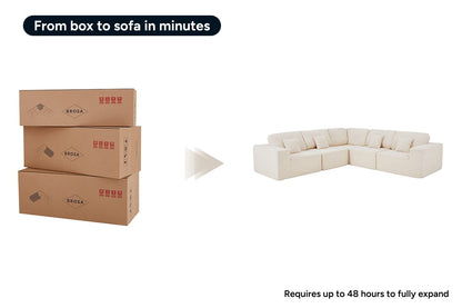 Brosa Formé Teddy Fleece 4 Seater Compressed Modular Sofa (Cream)