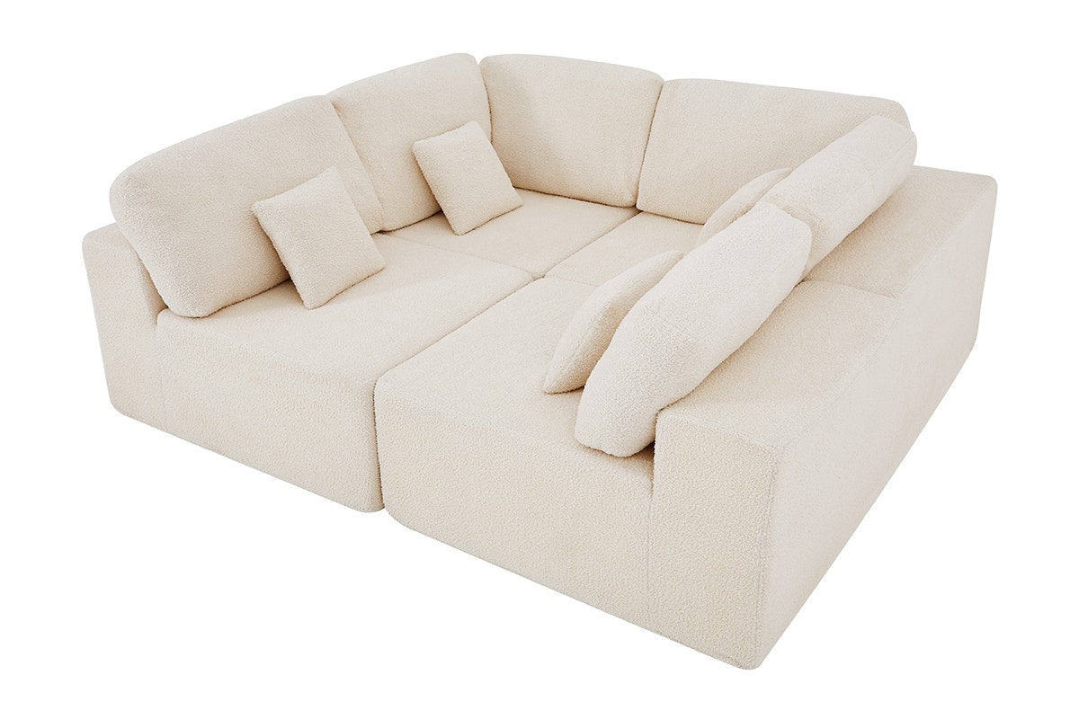 Brosa Formé Teddy Fleece 4 Seater Compressed Modular Sofa (Cream)