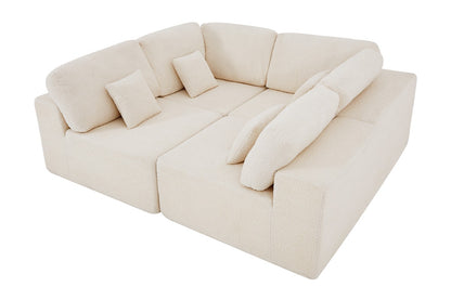 Brosa Formé Teddy Fleece 4 Seater Compressed Modular Sofa (Cream)