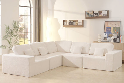 Brosa Formé Teddy Fleece 4 Seater Compressed Modular Sofa (Cream)