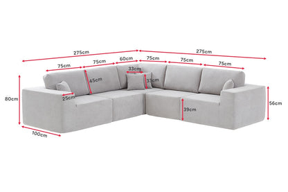 Brosa Formé 4 Seater Compressed Modular Sofa (Grey)
