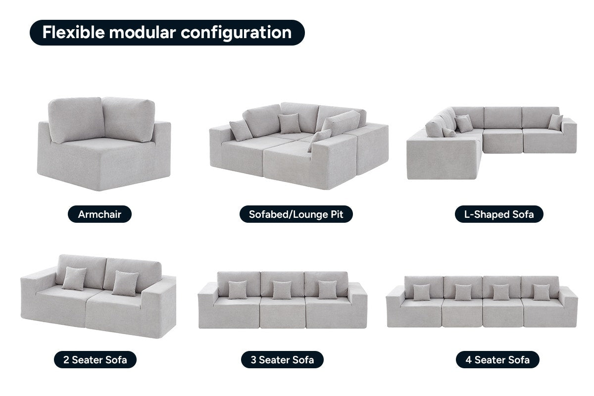 Brosa Formé 4 Seater Compressed Modular Sofa (Grey)