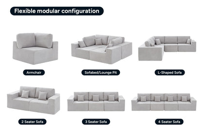 Brosa Formé 4 Seater Compressed Modular Sofa (Grey)
