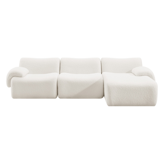Brosa Grace 4 Seater Compression Sofa with Chaise (White, Left Chaise)