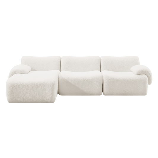 Brosa Grace 4 Seater Compression Sofa with Chaise (White, Right Chaise)