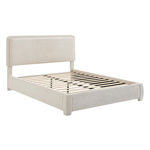 Brosa Havenne Boucle Bed Frame (Cream, Double) - Auzzistore