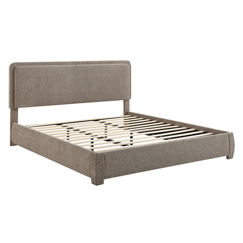 Brosa Havenne Boucle Bed Frame (Grey, King) - Auzzistore
