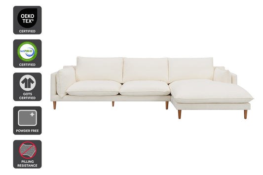 Brosa Jerry 3 Seater Sofa with Chaise (Cream, Right Chaise) - Auzzistore