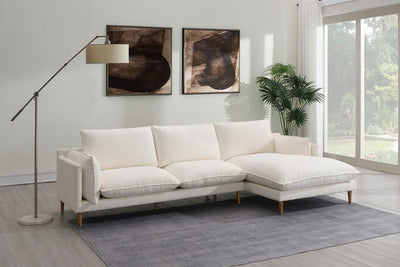 Brosa Jerry 3 Seater Sofa with Chaise - Cream, Right Chaise