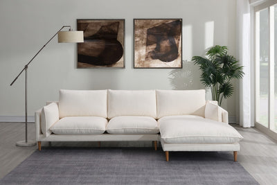 Brosa Jerry 3 Seater Sofa with Chaise - Cream, Right Chaise