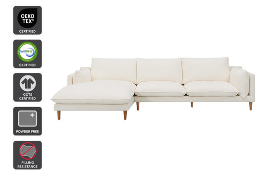 Brosa Jerry 3 Seater Sofa with Chaise (Cream, Left Chaise) - Auzzistore
