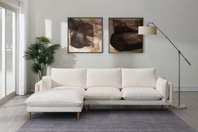 Brosa Jerry 3 Seater Sofa with Chaise - Cream, Left Chaise