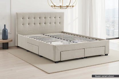 Brosa Le Bern Storage Bed Frame (Beige, Double)