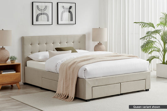 Brosa Le Bern Storage Bed Frame (Beige, Double)