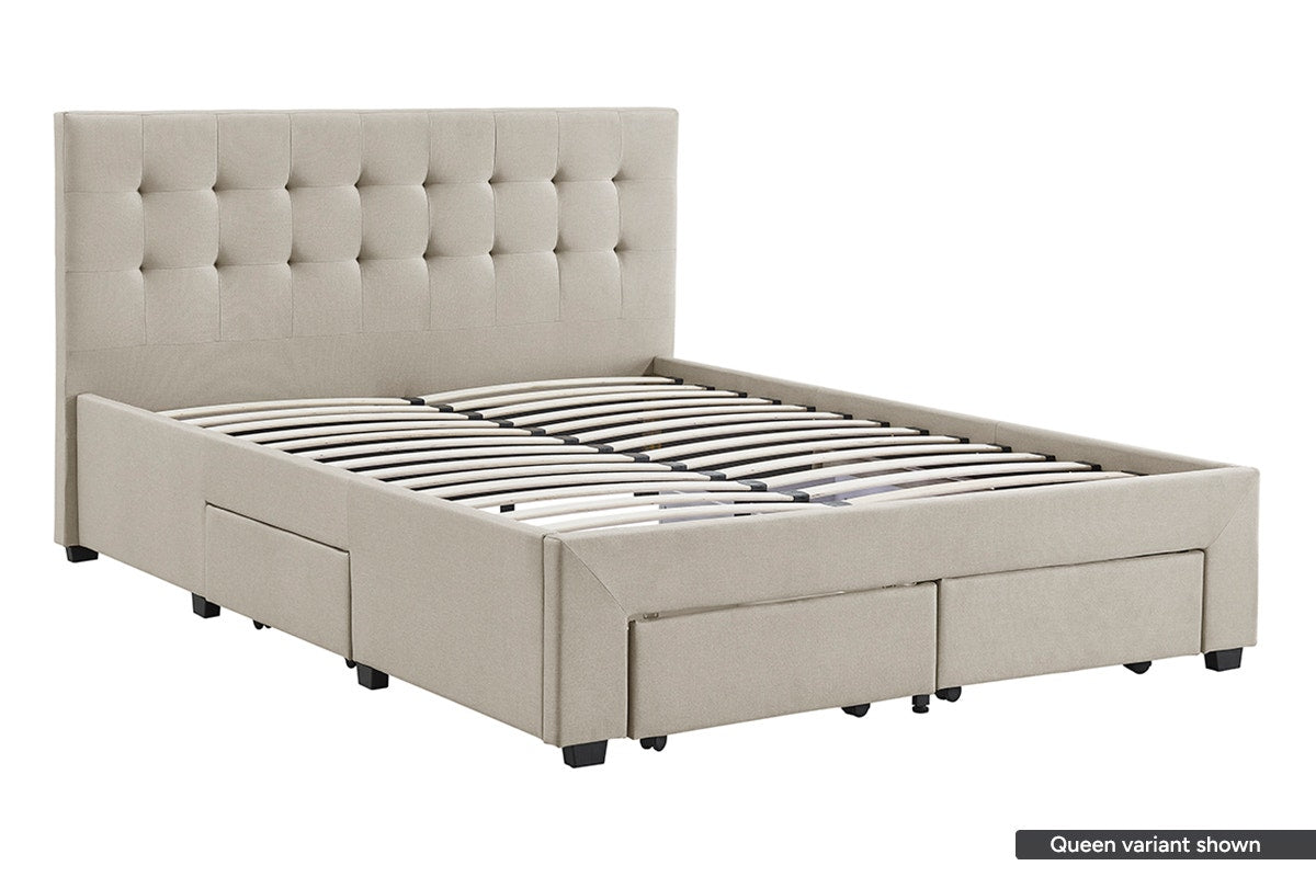 Brosa Le Bern Storage Bed Frame (Beige, Double)