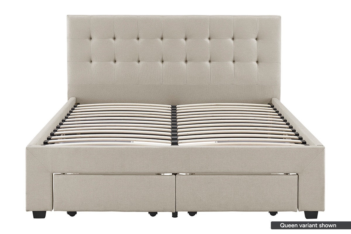 Brosa Le Bern Storage Bed Frame (Beige, Double)