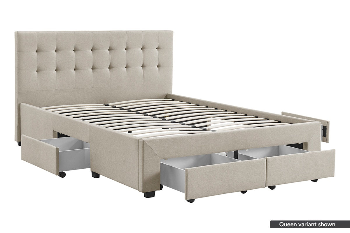 Brosa Le Bern Storage Bed Frame (Beige, Double)