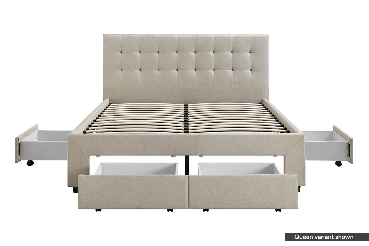 Brosa Le Bern Storage Bed Frame (Beige, Double)