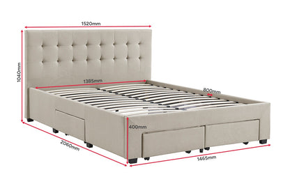 Brosa Le Bern Storage Bed Frame (Beige, Double)