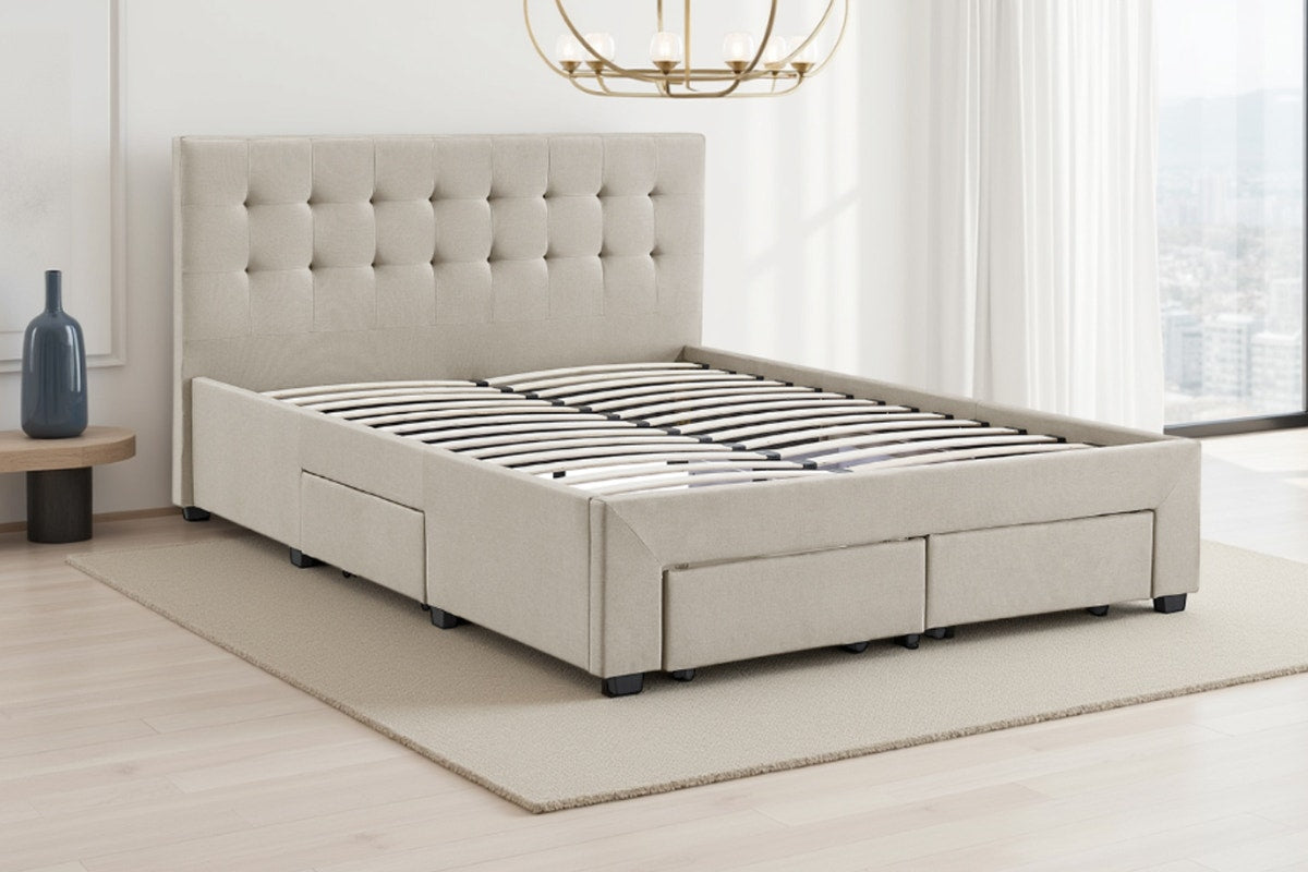 Brosa Le Bern Storage Bed Frame (Beige, Queen)