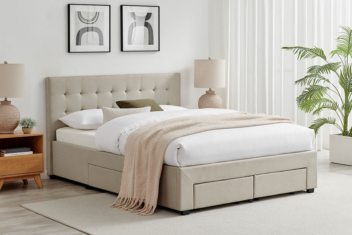 Brosa Le Bern Storage Bed Frame (Beige, Queen)