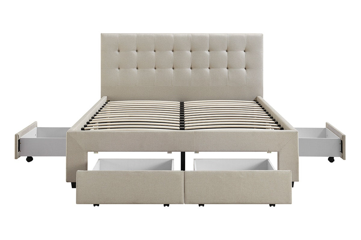 Brosa Le Bern Storage Bed Frame (Beige, Queen)