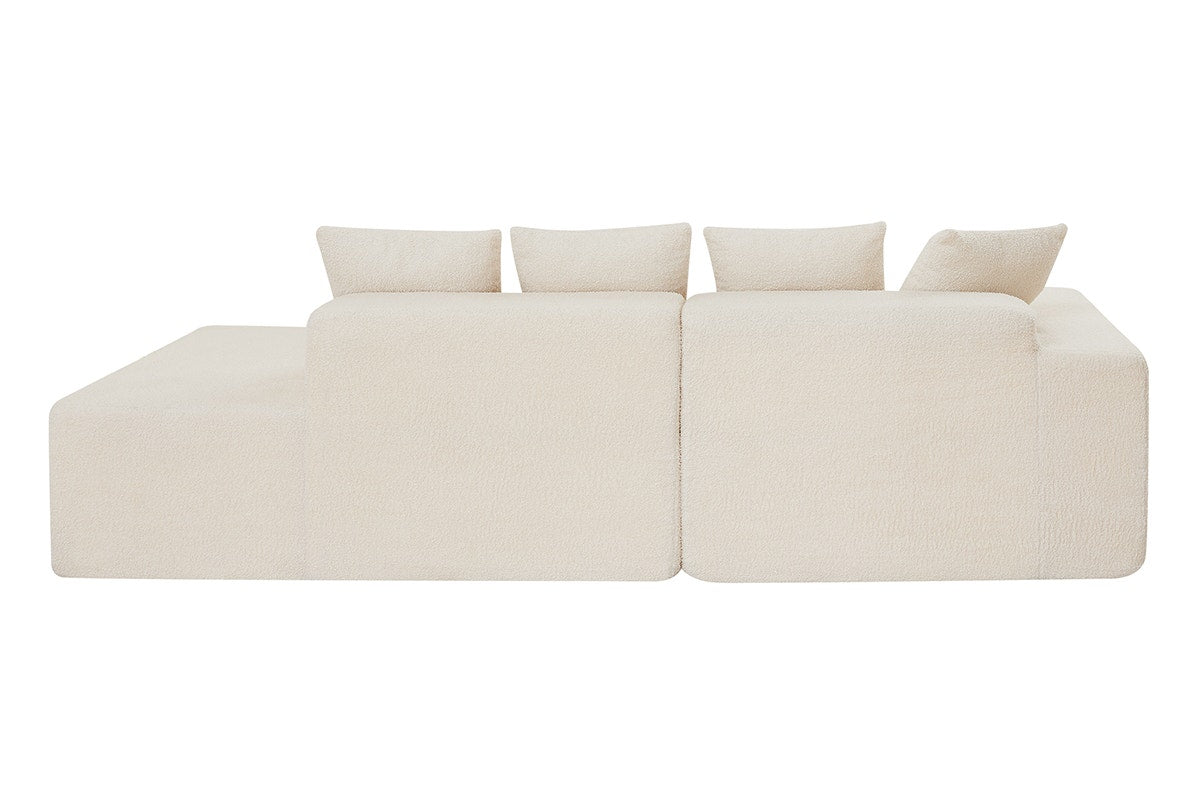 Brosa Linea Teddy Fleece 4 Seater Compressed Corner Sofa (Cream)