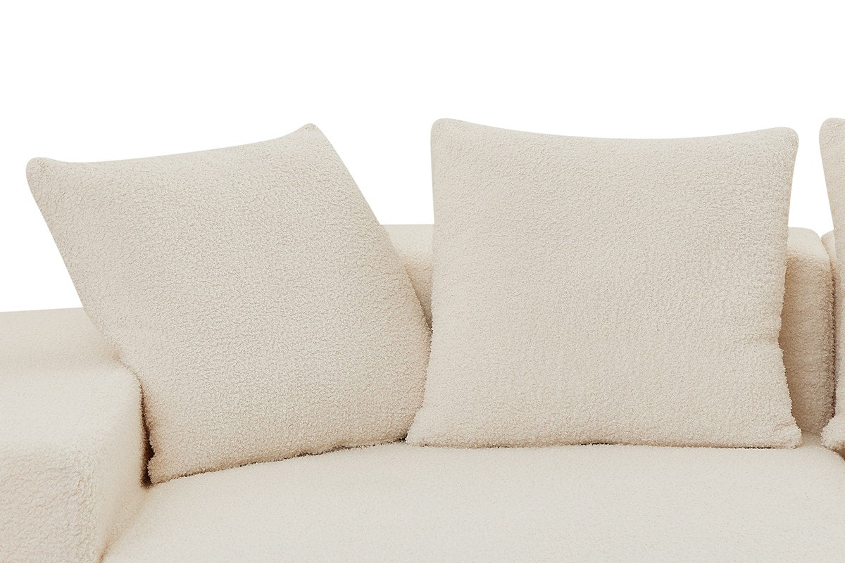 Brosa Linea Teddy Fleece 4 Seater Compressed Corner Sofa (Cream)
