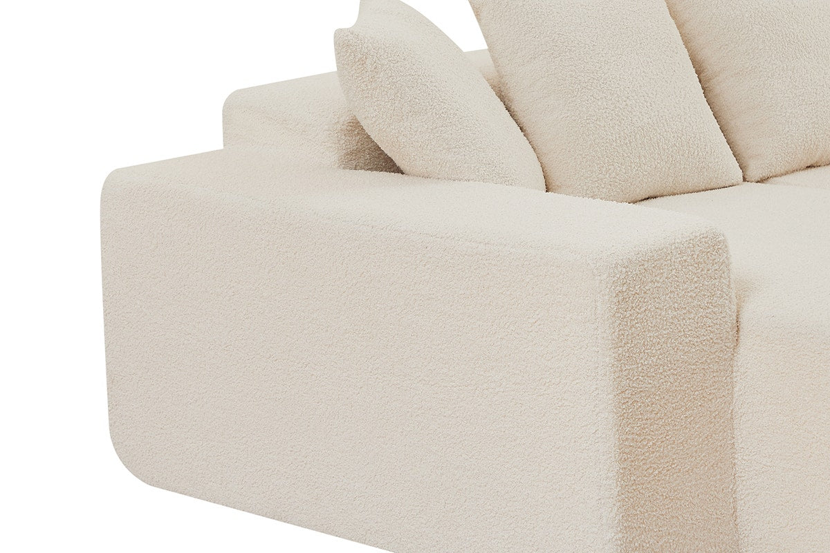 Brosa Linea Teddy Fleece 4 Seater Compressed Corner Sofa (Cream)