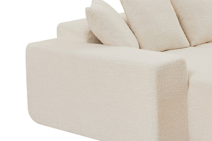 Brosa Linea Teddy Fleece 4 Seater Compressed Corner Sofa (Cream)