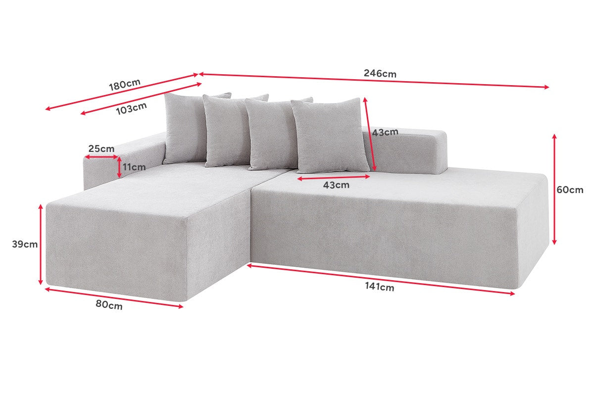 Brosa Linea 4 Seater Compressed Corner Sofa (Grey)