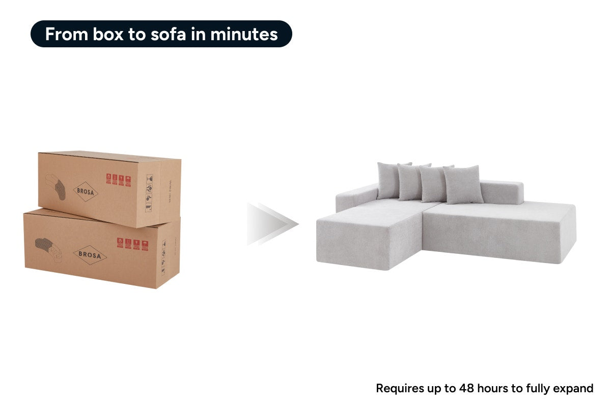Brosa Linea 4 Seater Compressed Corner Sofa (Grey)