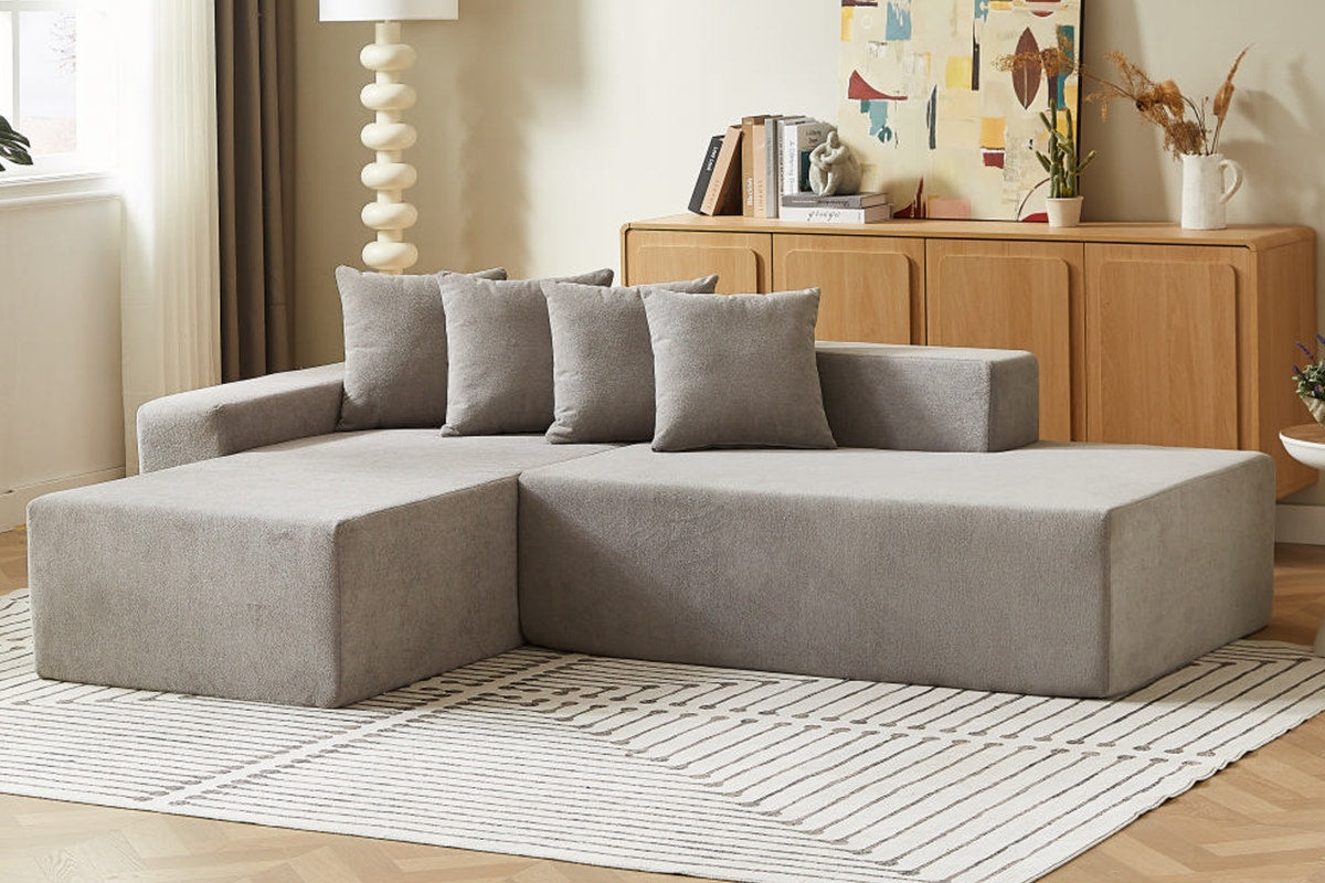 Brosa Linea 4 Seater Compressed Corner Sofa (Grey)