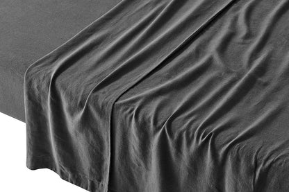 Brosa Washed Linen Cotton Quilt Cover Set (Charcoal, King)