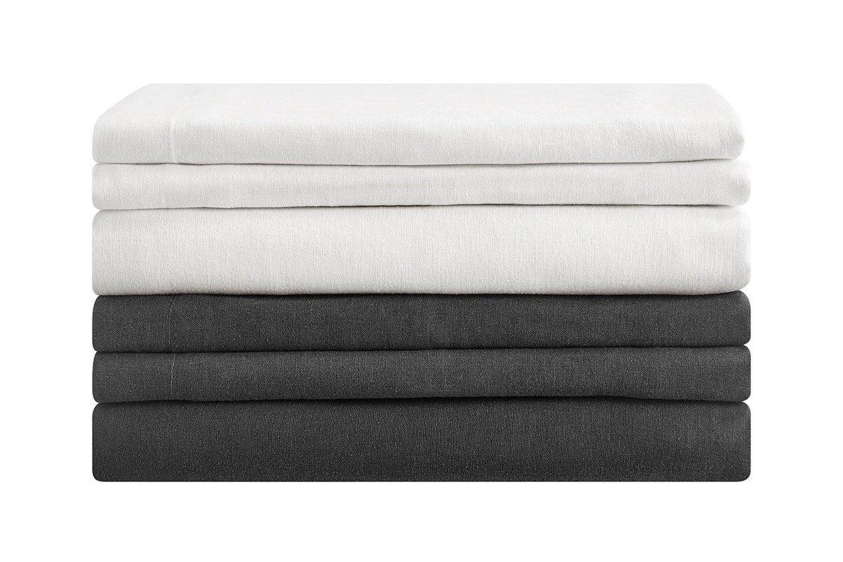 Brosa Washed Linen Cotton Quilt Cover Set (Charcoal, Queen)