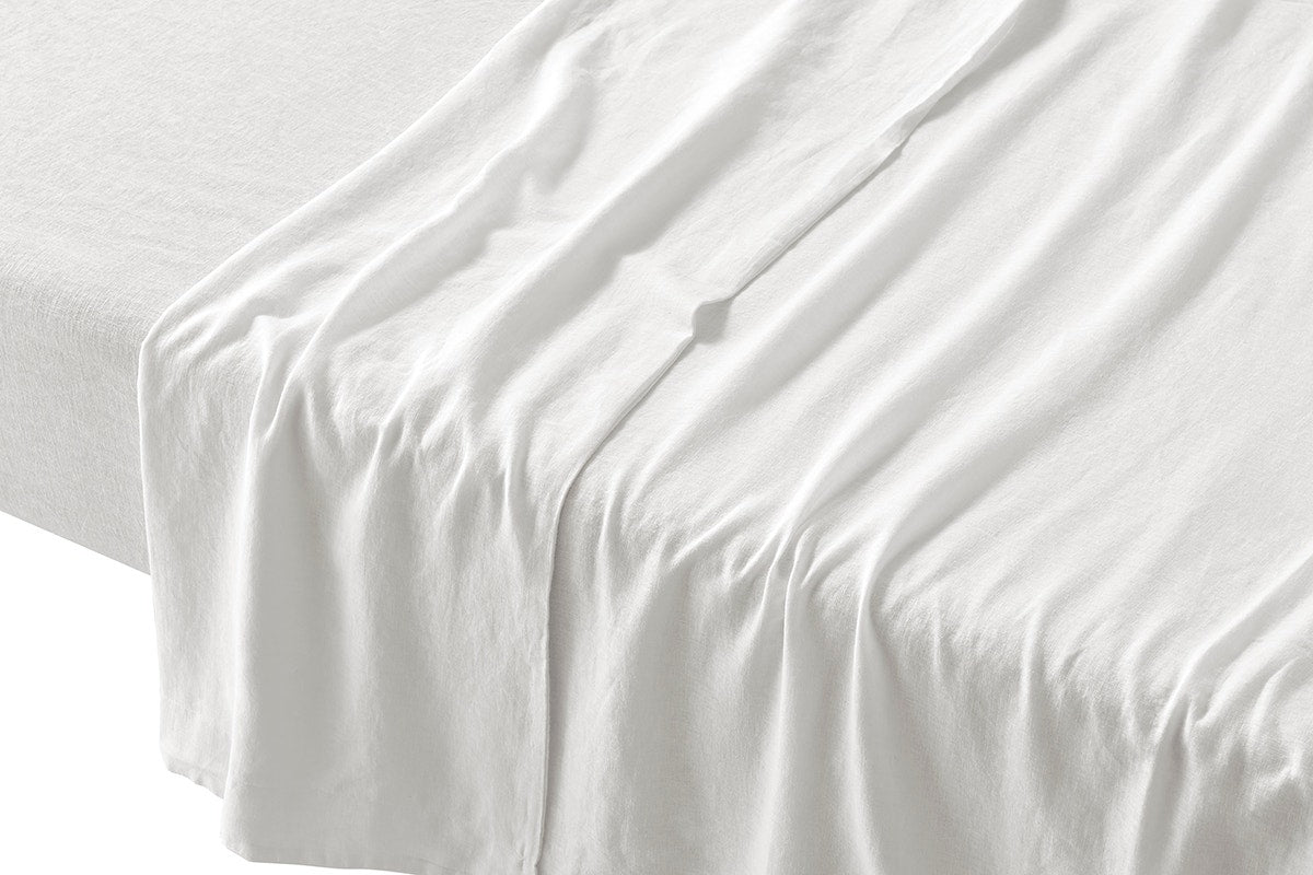 Brosa Washed Linen Cotton Quilt Cover Set (White, Queen)