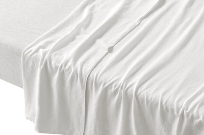 Brosa Washed Linen Cotton Quilt Cover Set (White, King)