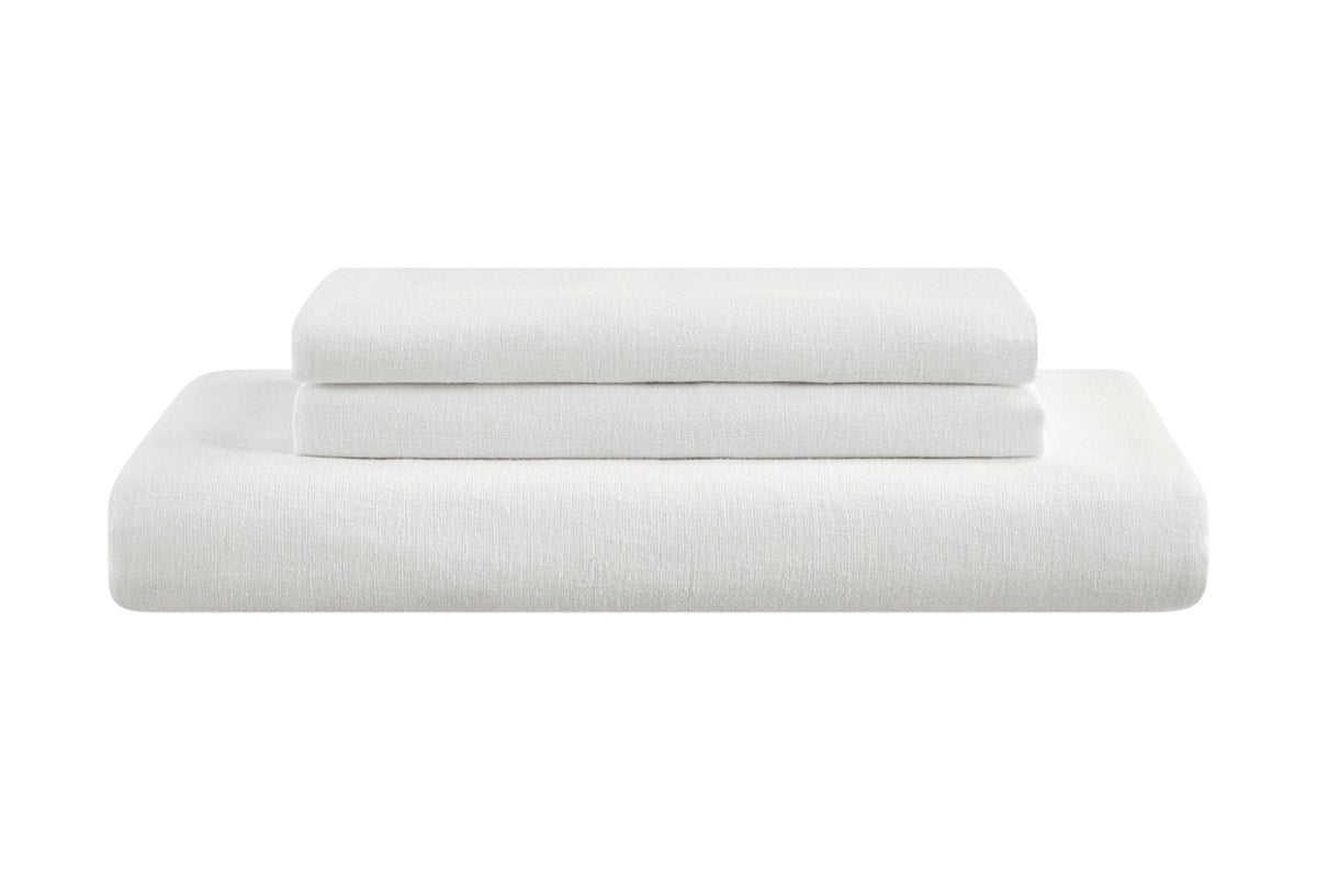 Brosa Washed Linen Cotton Quilt Cover Set (White, King)
