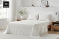 Brosa Washed Linen Cotton Bed Sheet Set - White, King