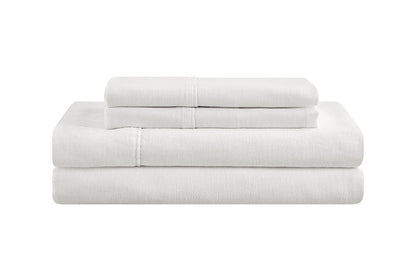 Brosa Washed Linen Cotton Bed Sheet Set (White, King)