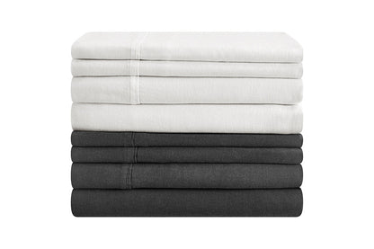 Brosa Washed Linen Cotton Bed Sheet Set (White, Double)