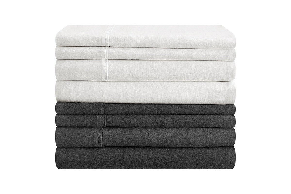 Brosa Washed Linen Cotton Bed Sheet Set (White, Queen)