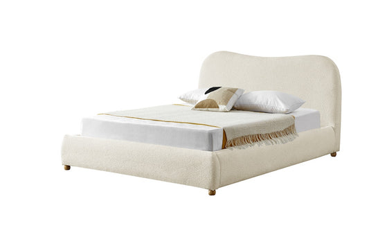 Brosa Lotus Curved Bed Frame (Double, Cream)