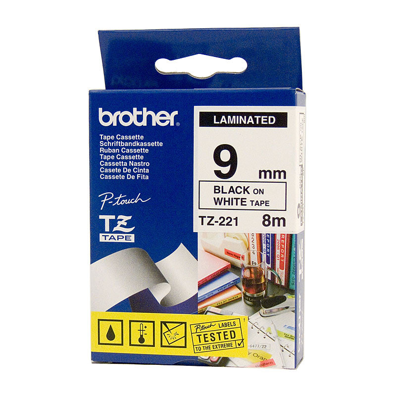 BROTHER TZe221 Labelling Tape 9mm Black on White TZE Tape | Auzzi Store