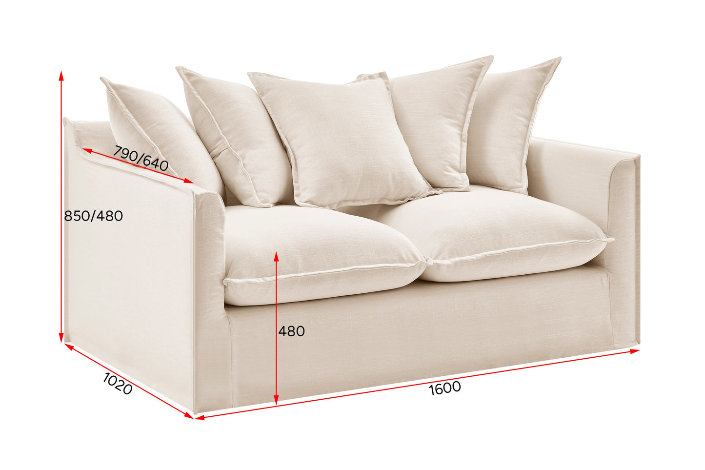 Brosa Palermo 2 Seater Sofa (Classic Cream)