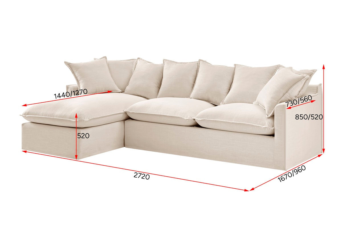 Brosa Palermo 3 Seater Modular Sofabed with Left Chaise (Classic Cream)