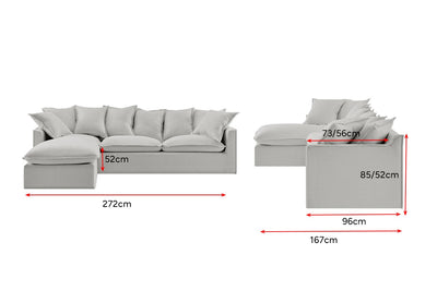 Brosa Palermo 3 Seater Modular Sofabed with Left Chaise - Grey